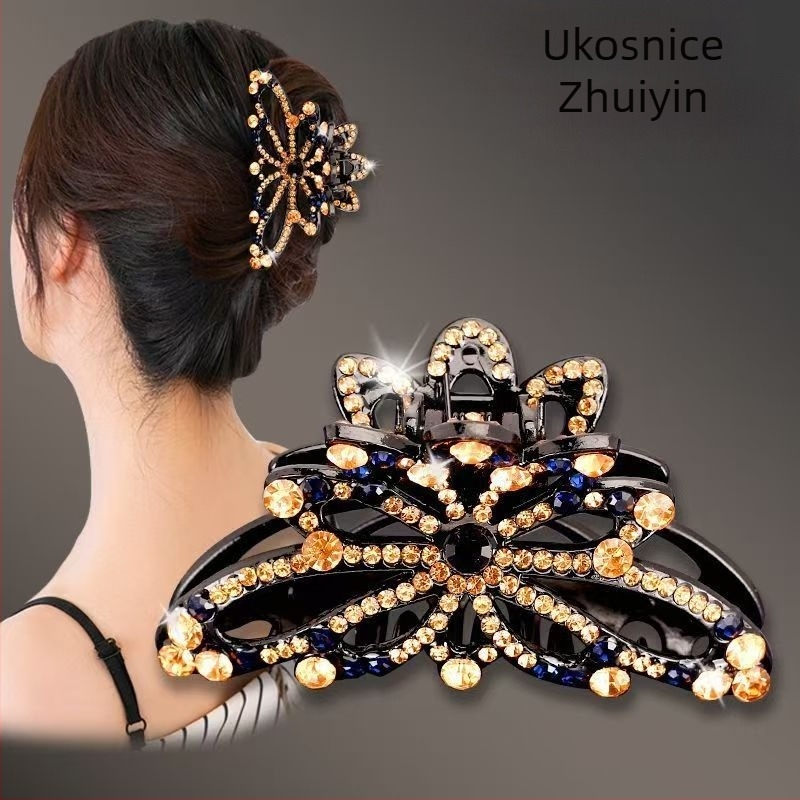 Spona za rep kose s kristalnom leptir dizajnom (ručno izrađena; korejski stil; svježe i slatko; dodaci za žene; proljeće 2025)