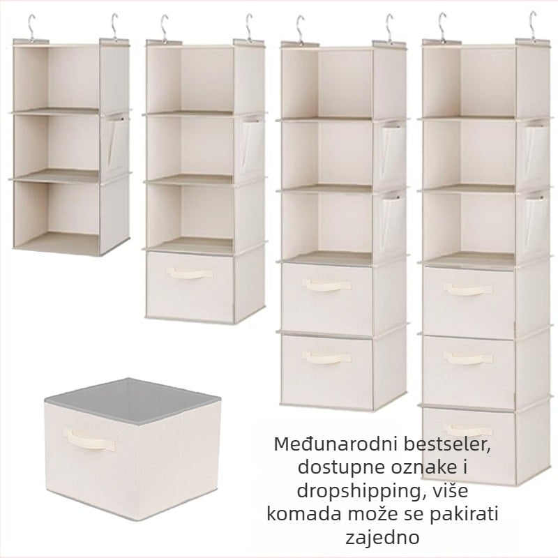 Višeslojna višenamjenska vrećica za garderobu, kubnog oblika, od netkanog materijala, model 832012, za vješanje u ormaru i organizaciju skladištenja