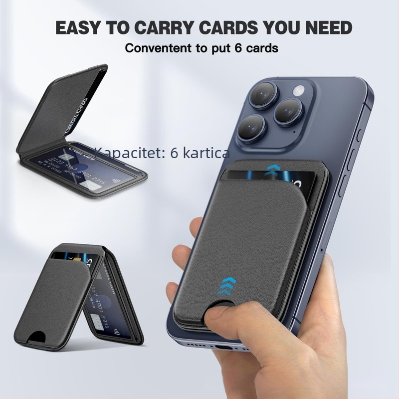 MagSafe kartični novčanik i držač za telefon – PU, jednobojan, novčanik s dva pregiba, sklopiv, jesen 2024