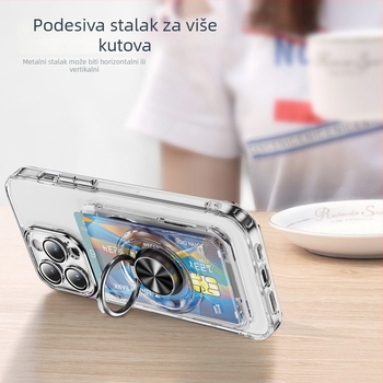 Magnetska držač iPhone sa zaštitom kartice — PC proziran, mat završni premaz, magnet N52, ubrizgano oblikovanje, podrška prilagodbi, kompatibilno s iPhone 12-14