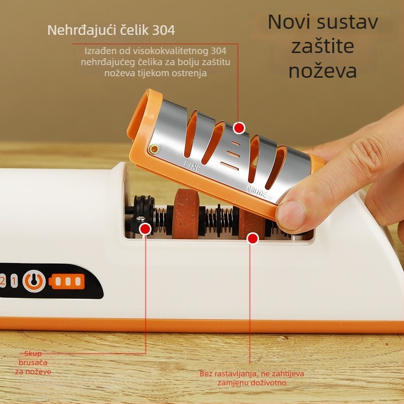 Električni oštrač noževa s ABS kućištem i bazom s usisnom pumpom, kućno brzo oštrenje, kamen za oštrenje noževa, moderni minimalistički dizajn