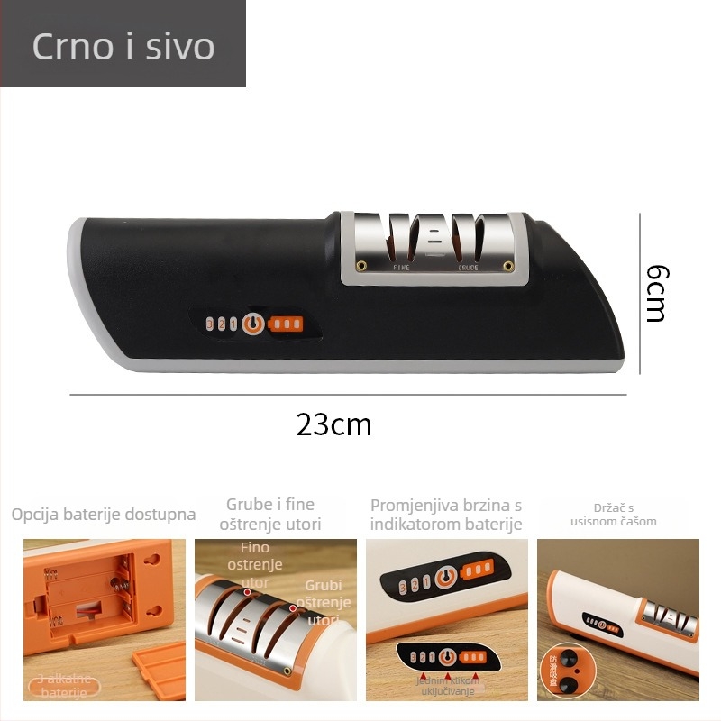 Električni oštrač noževa s ABS kućištem i bazom s usisnom pumpom, kućno brzo oštrenje, kamen za oštrenje noževa, moderni minimalistički dizajn