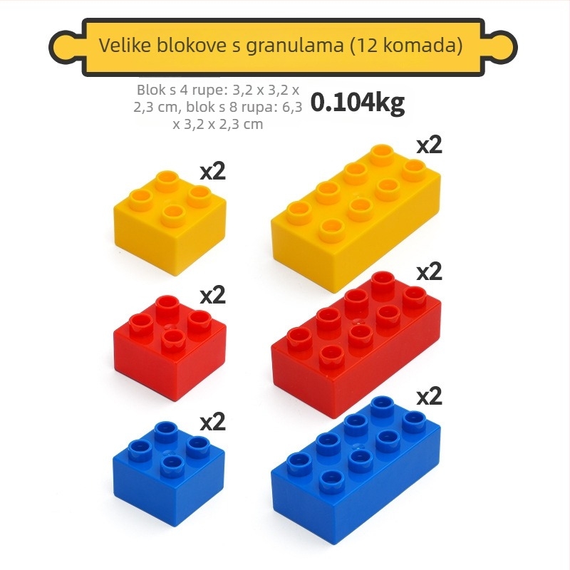 Tongshida Drveni Set Putu Sa Velikim Blokovima i Univerzalnim Konektorima Za Dob 0–3 Godine