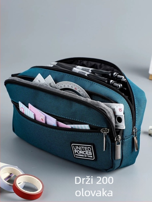 Olovka torbica s tri zatvarača, veliki kapacitet, Oxford platno, unisex, ležerni stil