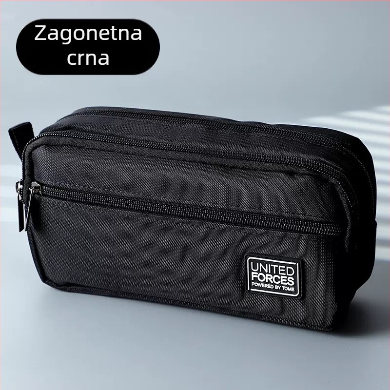 Olovka torbica s tri zatvarača, veliki kapacitet, Oxford platno, unisex, ležerni stil