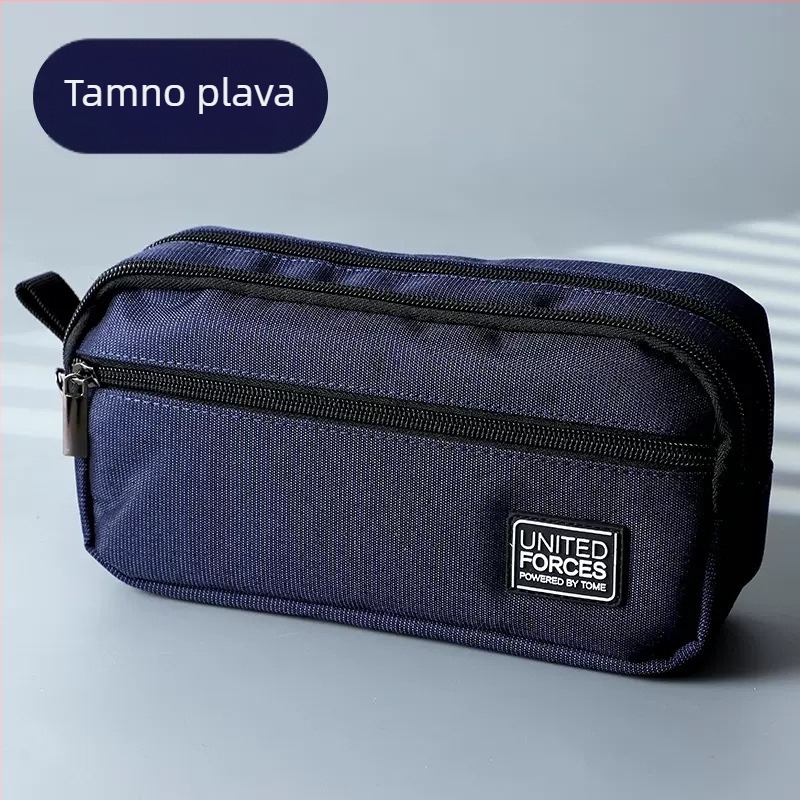 Olovka torbica s tri zatvarača, veliki kapacitet, Oxford platno, unisex, ležerni stil