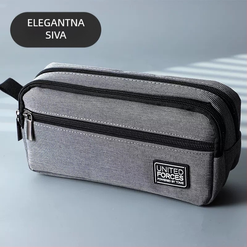 Olovka torbica s tri zatvarača, veliki kapacitet, Oxford platno, unisex, ležerni stil