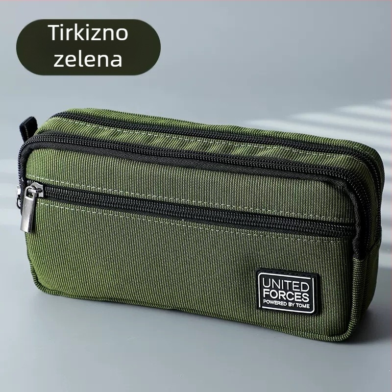 Olovka torbica s tri zatvarača, veliki kapacitet, Oxford platno, unisex, ležerni stil