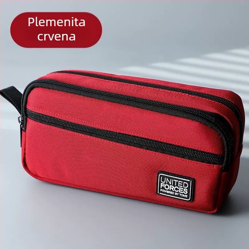 Olovka torbica s tri zatvarača, veliki kapacitet, Oxford platno, unisex, ležerni stil