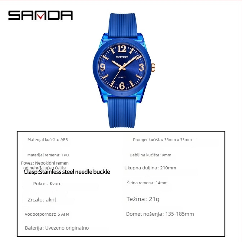 Sanda 6277 dječji kvarcni sat, vodootporan do 50 m, svijetleći, TPU narukvica, staklo prekriveno