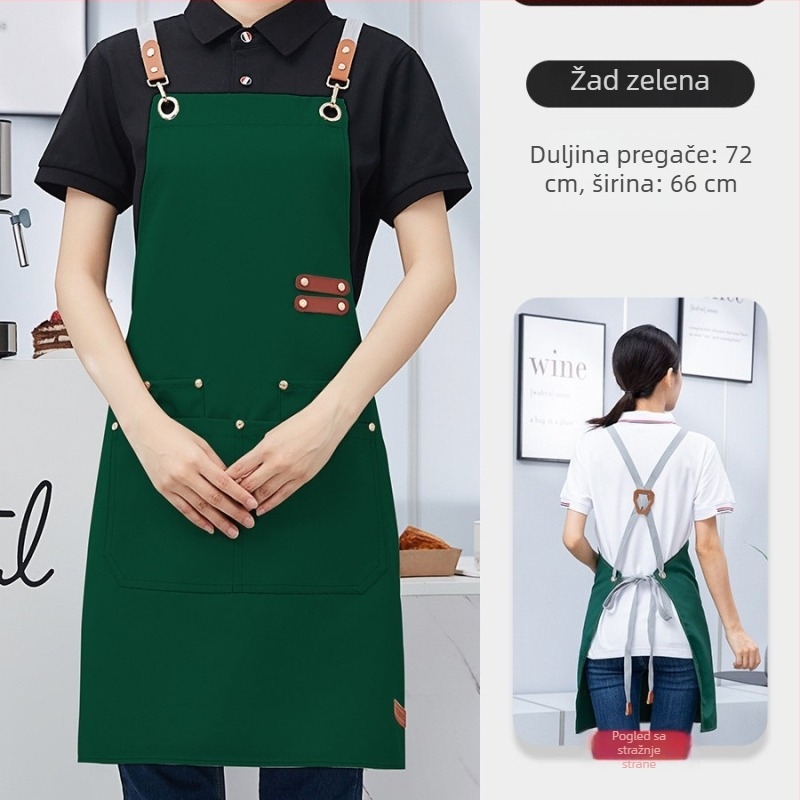 Pregača od platna, vodootporna, bez rukava za catering – logotip ispis, moderan minimalistički kuhinjski stil