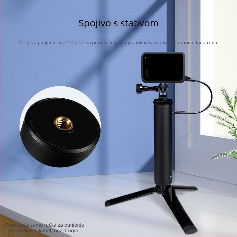 Držač za punjenje od aluminijske legure za Action3 360 sportsku kameru i GoPro11; mobilni prijenos uživo; vanjsko napajanje; šifra proizvoda Aldrjdcfx2al