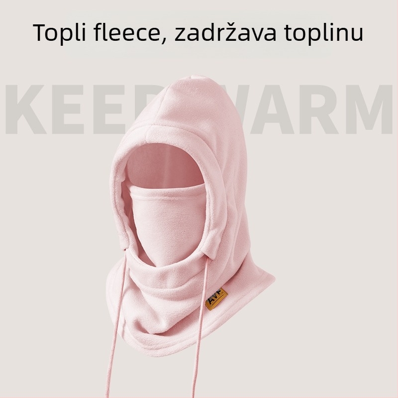 Maska za biciklizam s integriranom kapom i šalom, fleece podstava, otporna na vjetar, poliester, unisex, oprema za zimsku vožnju na otvorenom