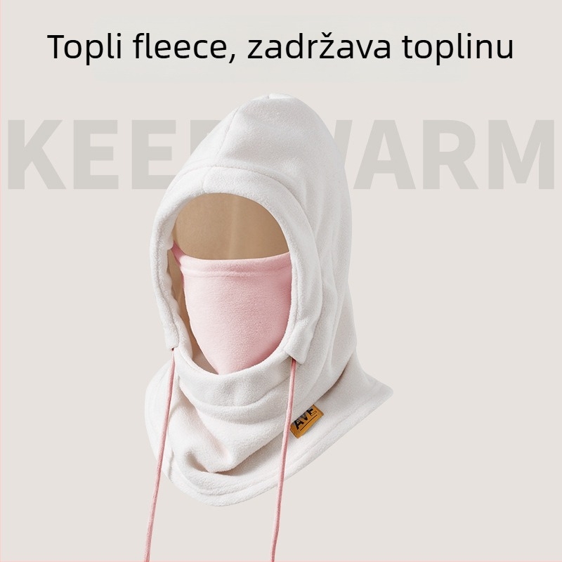 Maska za biciklizam s integriranom kapom i šalom, fleece podstava, otporna na vjetar, poliester, unisex, oprema za zimsku vožnju na otvorenom