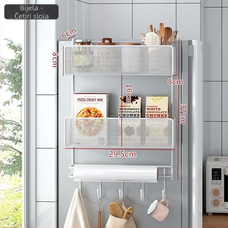 4-slojni željezni zidni kuhinjski ormarić za foliju i papirnate ubruse, kuka tip montaže, bez bušenja