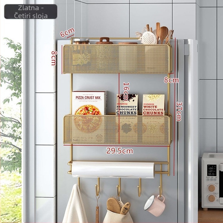 4-slojni željezni zidni kuhinjski ormarić za foliju i papirnate ubruse, kuka tip montaže, bez bušenja