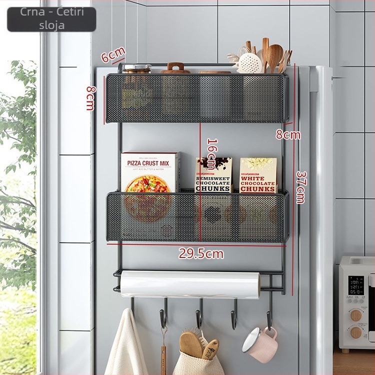 4-slojni željezni zidni kuhinjski ormarić za foliju i papirnate ubruse, kuka tip montaže, bez bušenja