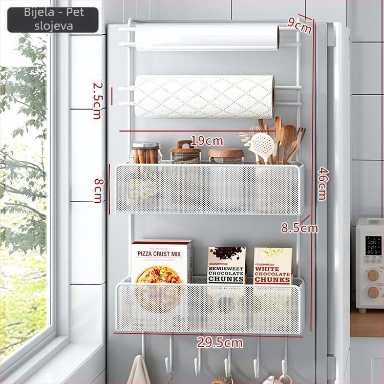 4-slojni željezni zidni kuhinjski ormarić za foliju i papirnate ubruse, kuka tip montaže, bez bušenja