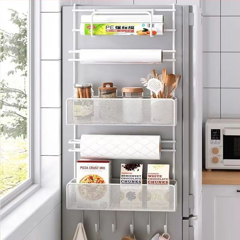 4-slojni željezni zidni kuhinjski ormarić za foliju i papirnate ubruse, kuka tip montaže, bez bušenja