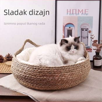 Gnijezdo mačaka od riatana s travnatim madracem, četiri sezone uporabe, grebalica za mačke, Star Jade