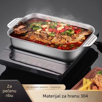 Nehrđajuća čelična posuda za ribu za indukcijsku ploču — četvrtastog oblika, elektroplatirani premaz, višenamjenska grill tava s jednostavnim čišćenjem i otpornom na hrđu