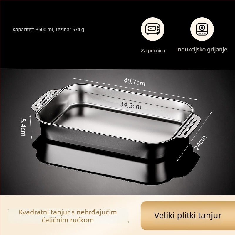 Nehrđajuća čelična posuda za ribu za indukcijsku ploču — četvrtastog oblika, elektroplatirani premaz, višenamjenska grill tava s jednostavnim čišćenjem i otpornom na hrđu