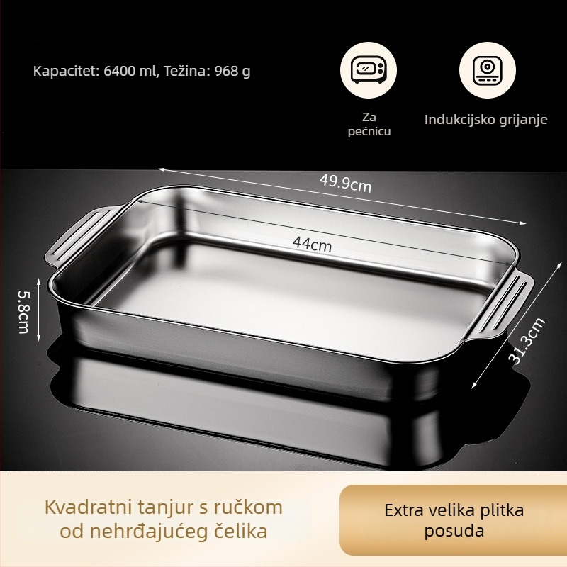 Nehrđajuća čelična posuda za ribu za indukcijsku ploču — četvrtastog oblika, elektroplatirani premaz, višenamjenska grill tava s jednostavnim čišćenjem i otpornom na hrđu