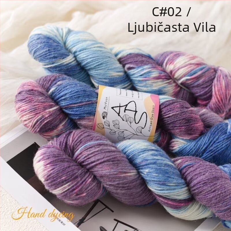 Pređa za kukičanje, u skeinu, ring-spun, ručno obojena vunena pređa za ručno pletenje