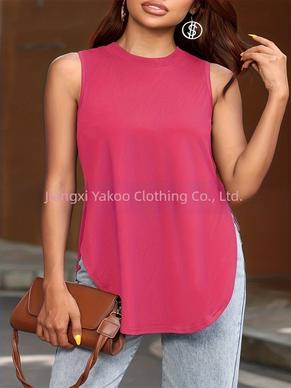 Ženski bezrukavni top za jogu, široka silueta, poliester 95%+, visoka elastičnost, za odrasle žene