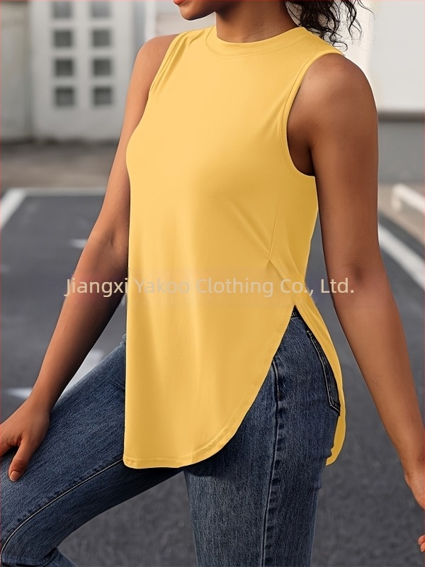 Ženski bezrukavni top za jogu, široka silueta, poliester 95%+, visoka elastičnost, za odrasle žene