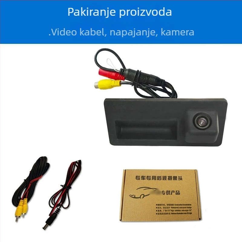 Kamera za vožnju unazad na kvaki automobila, 12V, 170° prilagodljiv kut, 720x576 rezolucije, AV video