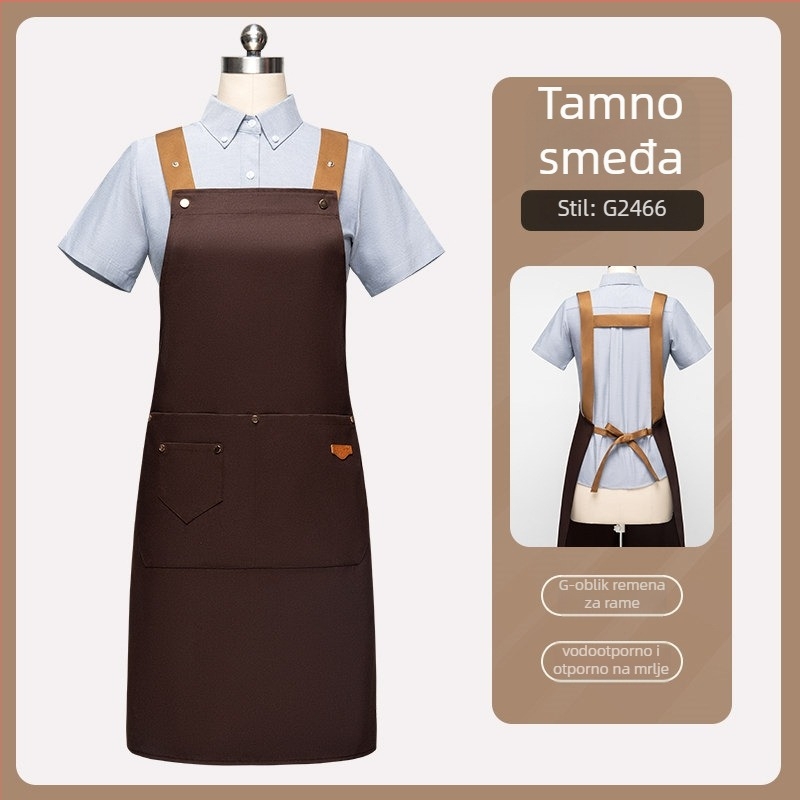 Fartuh za catering i hotelske usluge, vodootporan, bez rukava, podesivim vratnim kaišem i H-oblikim ramenskim pojasevima