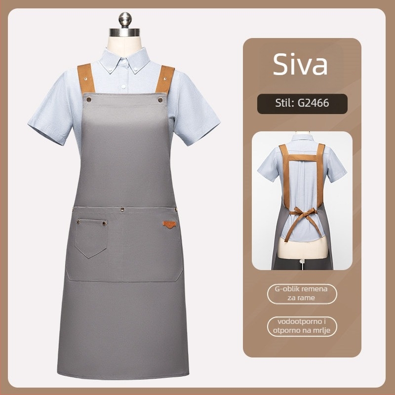 Fartuh za catering i hotelske usluge, vodootporan, bez rukava, podesivim vratnim kaišem i H-oblikim ramenskim pojasevima