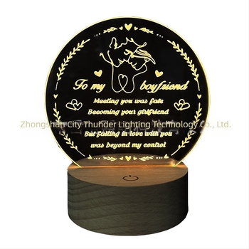 3D noćna lampa sa srcem od akrila, mrežno napajanje, akrilno sjenilo, napon ≤ 36V