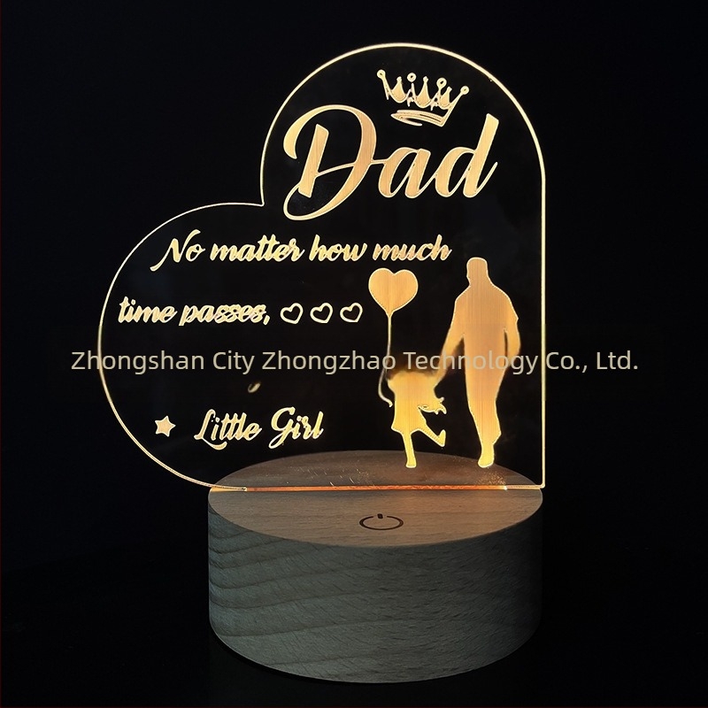 3D noćna lampa sa srcem od akrila, mrežno napajanje, akrilno sjenilo, napon ≤ 36V