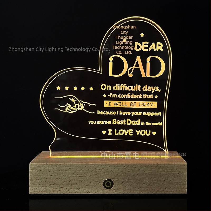 3D noćna lampa sa srcem od akrila, mrežno napajanje, akrilno sjenilo, napon ≤ 36V