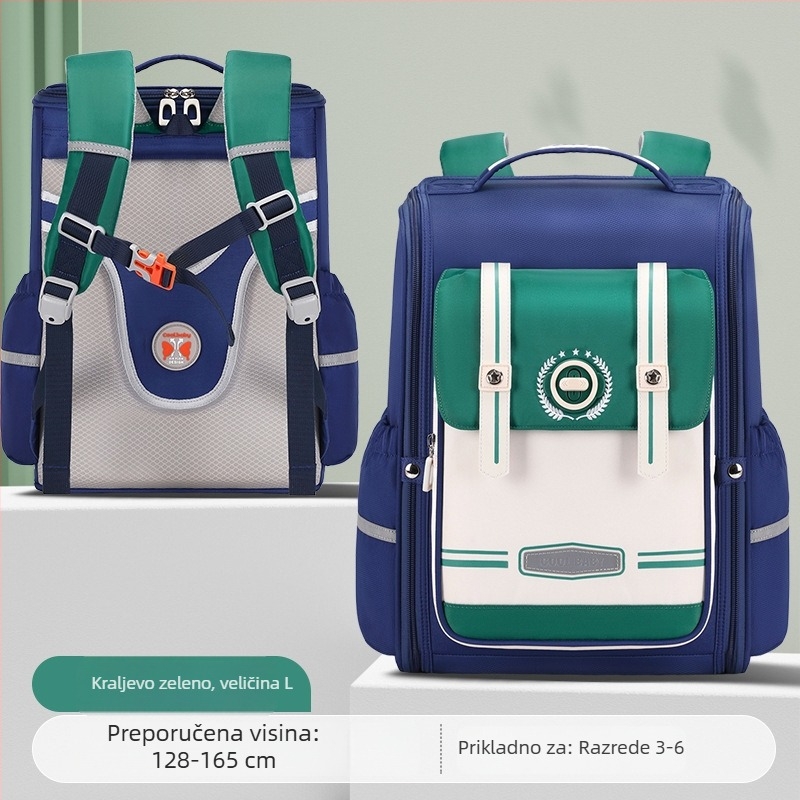 Unisex školski ruksak za 1.–6. razred, prozračan, ultra lagan, proširiv, smanjuje opterećenje, reflektirajući za noćnu sigurnost; materijal: Oxford platno; podstava: poliester; ergonomski stražnji panel