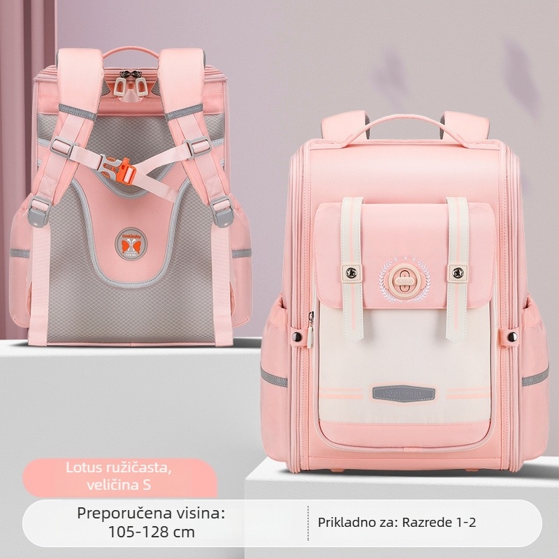 Unisex školski ruksak za 1.–6. razred, prozračan, ultra lagan, proširiv, smanjuje opterećenje, reflektirajući za noćnu sigurnost; materijal: Oxford platno; podstava: poliester; ergonomski stražnji panel