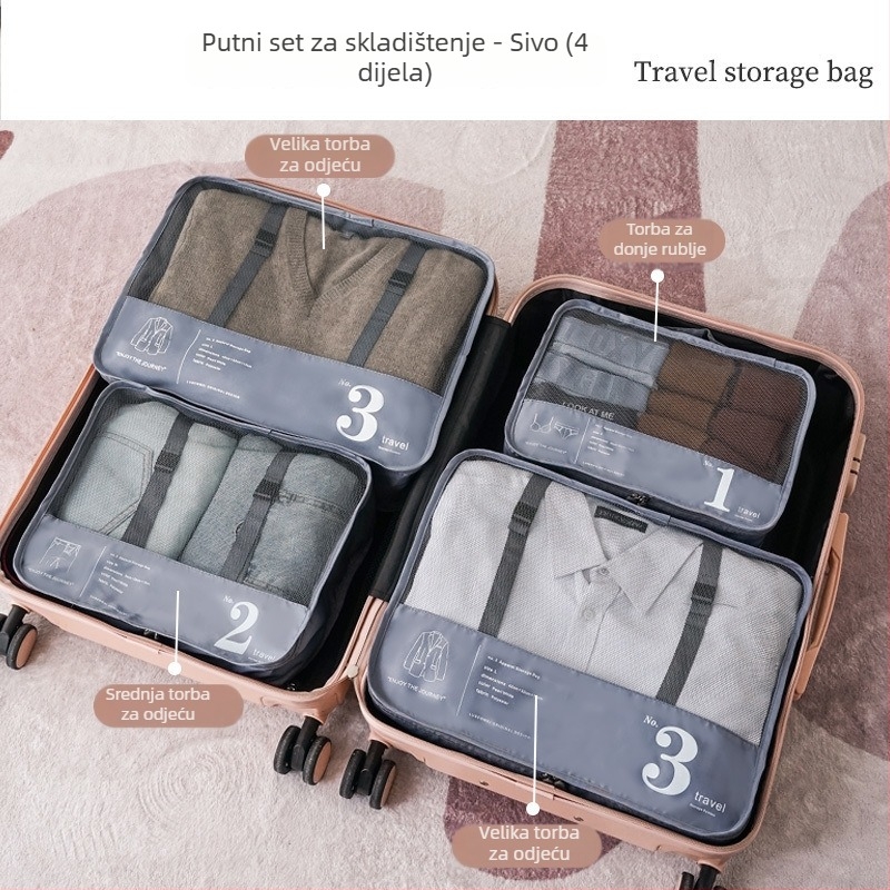 Putna torba za organiziranje - Poliester, Višenamjenska, Moderan minimalistički stil, za cipele, donje rublje, odjeću i toaletne potrepštine