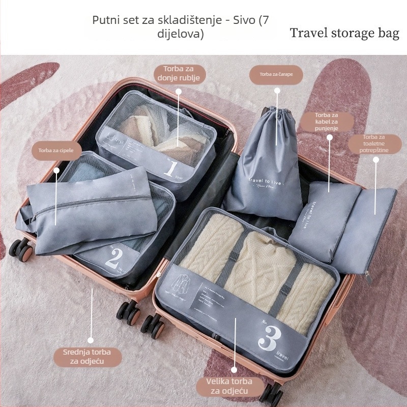 Putna torba za organiziranje - Poliester, Višenamjenska, Moderan minimalistički stil, za cipele, donje rublje, odjeću i toaletne potrepštine