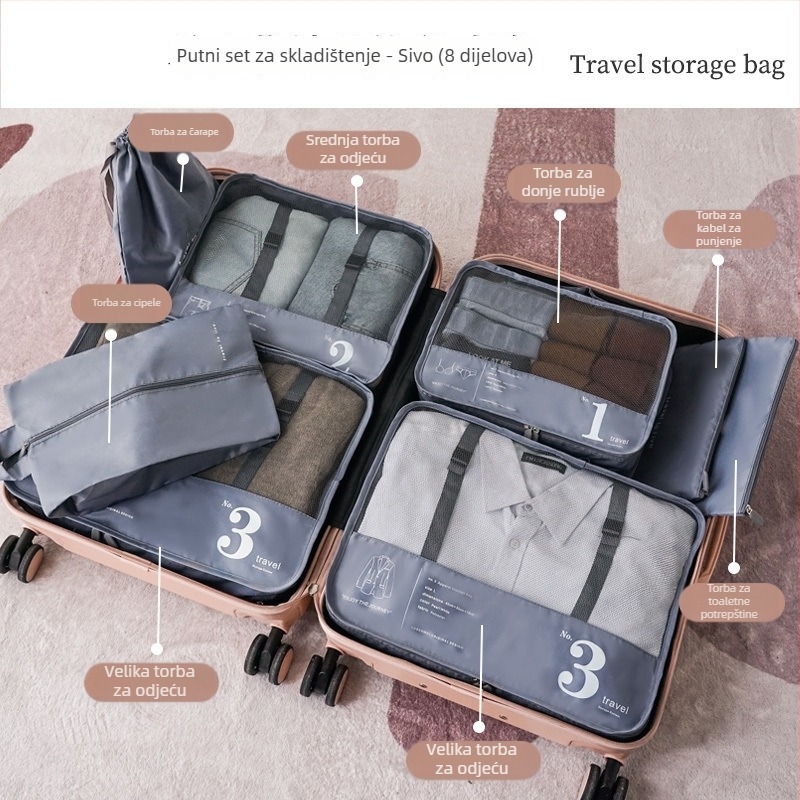 Putna torba za organiziranje - Poliester, Višenamjenska, Moderan minimalistički stil, za cipele, donje rublje, odjeću i toaletne potrepštine