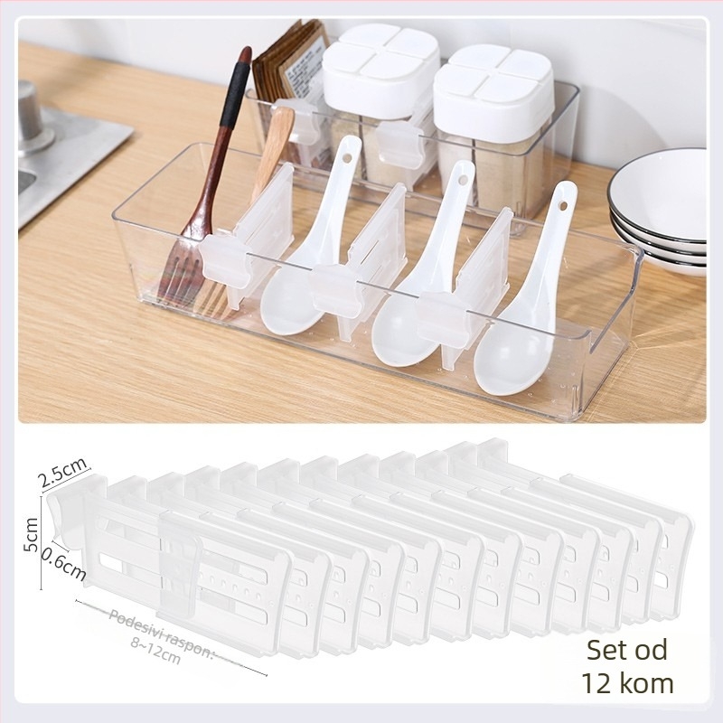 Dijelič hladnjaka – bočna vrata, vertikalni razdjelnik, prilagodljivi plastični panel, modularna konfiguracija