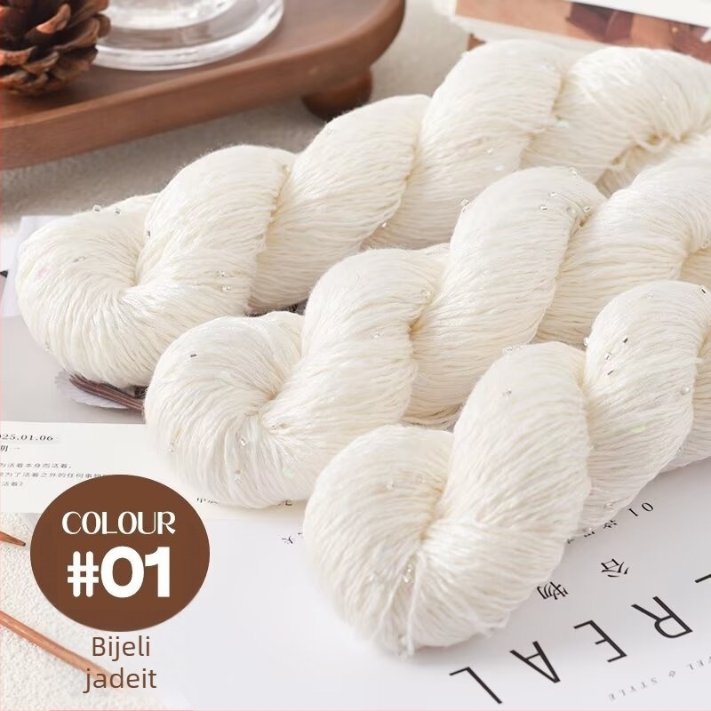 Tencel satin konac s perlama i šljokicama za pletenje i DIY tkanje