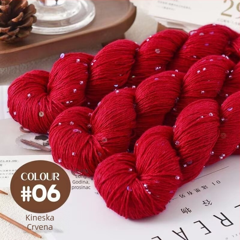 Tencel satin konac s perlama i šljokicama za pletenje i DIY tkanje