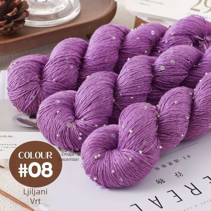 Tencel satin konac s perlama i šljokicama za pletenje i DIY tkanje