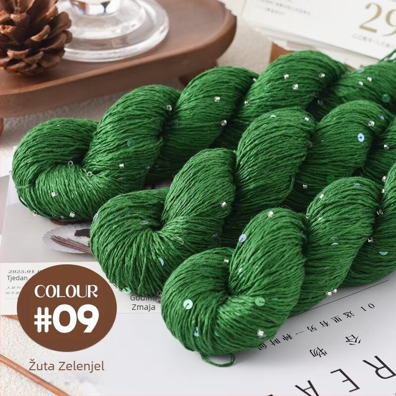 Tencel satin konac s perlama i šljokicama za pletenje i DIY tkanje