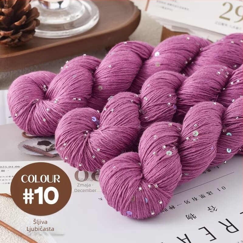 Tencel satin konac s perlama i šljokicama za pletenje i DIY tkanje