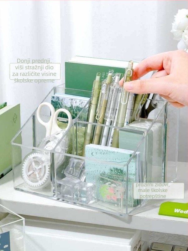 Prozirni akrilni držač za olovke s velikim kapacitetom — organizator stola za djecu, poklon za razrednog kolegu, Božić