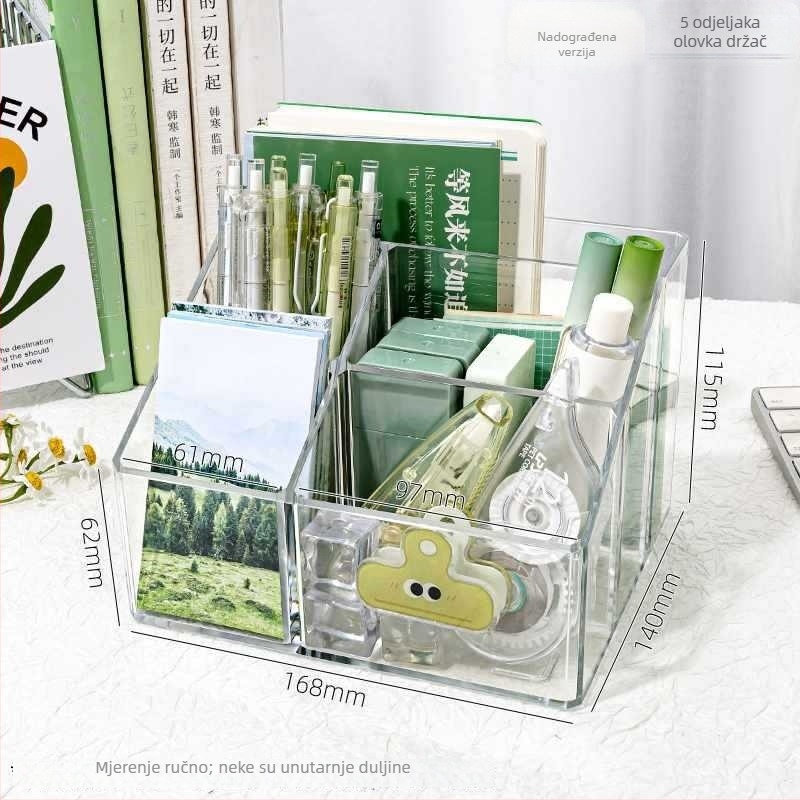 Prozirni akrilni držač za olovke s velikim kapacitetom — organizator stola za djecu, poklon za razrednog kolegu, Božić