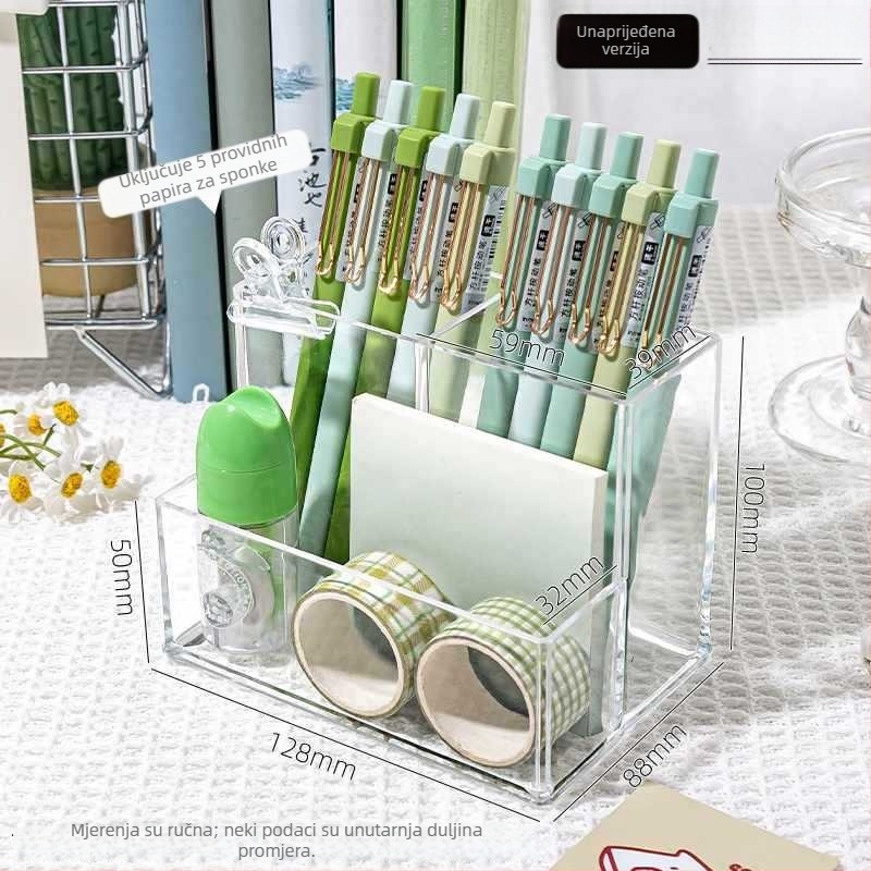 Prozirni akrilni držač za olovke s velikim kapacitetom — organizator stola za djecu, poklon za razrednog kolegu, Božić